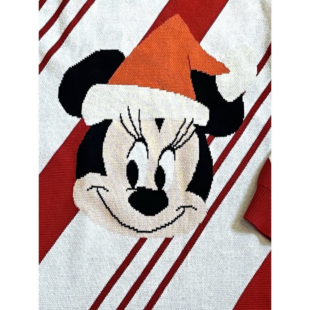 NEW Disney Sweater Womens 2X 2XL Red White Christmas Minnie Mouse